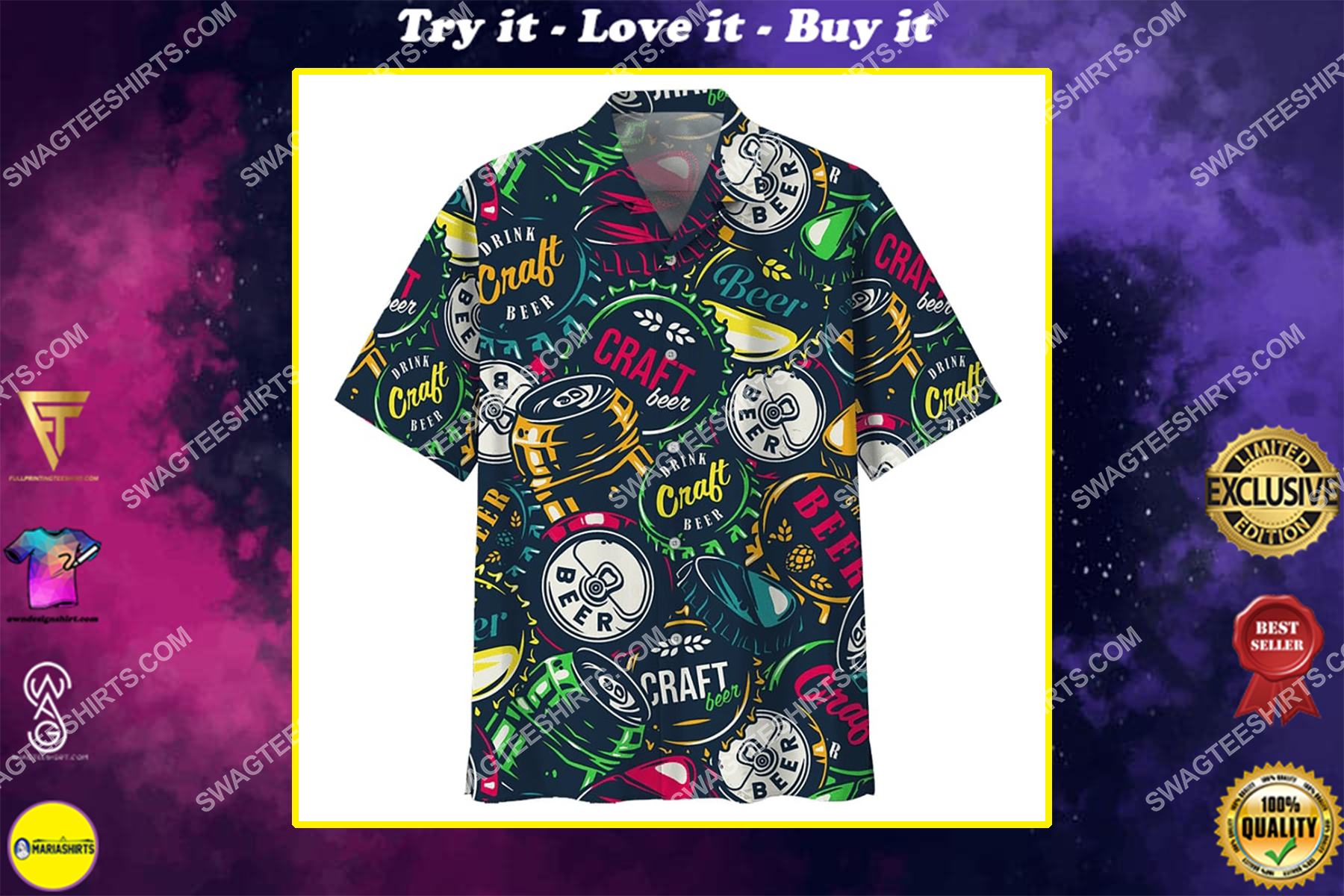 retro drink craft beer summer party all over print hawaiian shirt