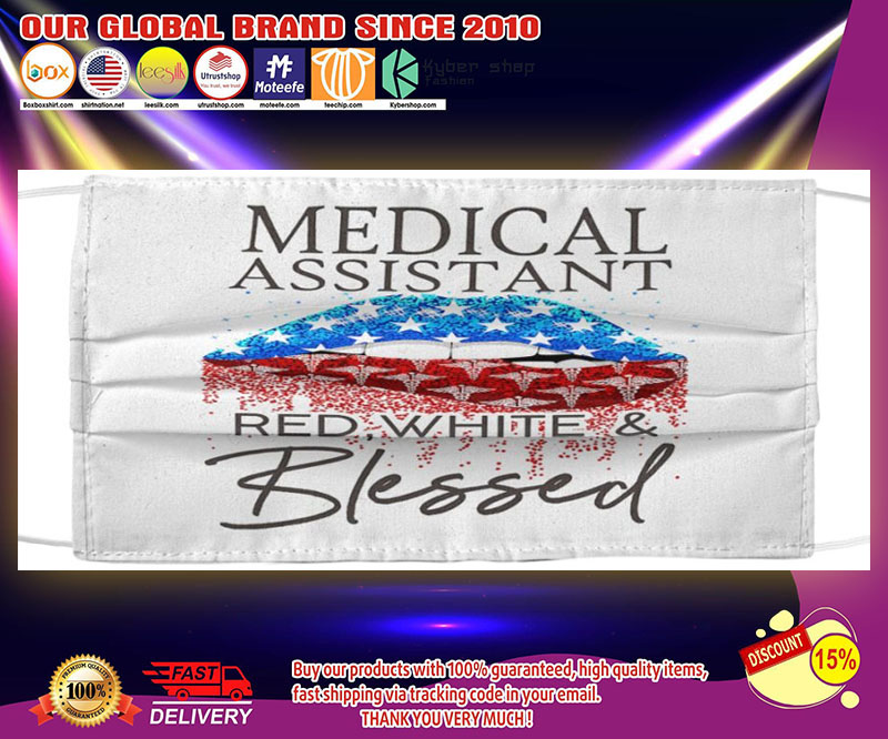 Medical assistant red white & blessed face mask