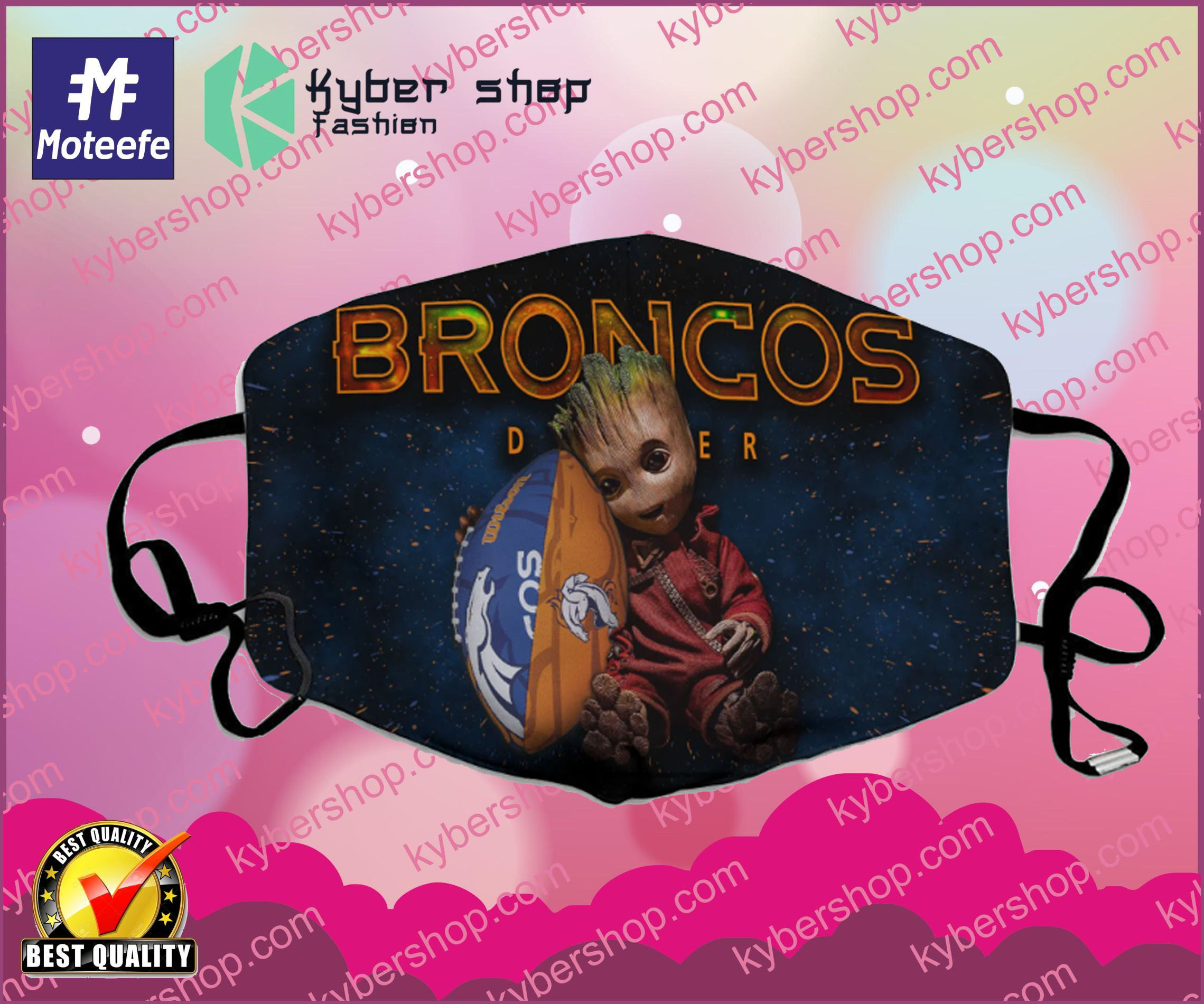 Baby Groot I Love Denver Broncos Face Masks- LIMITED EDTION