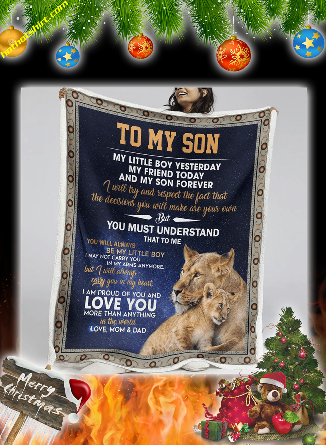 Lion To my son love mom and dad quilt 1
