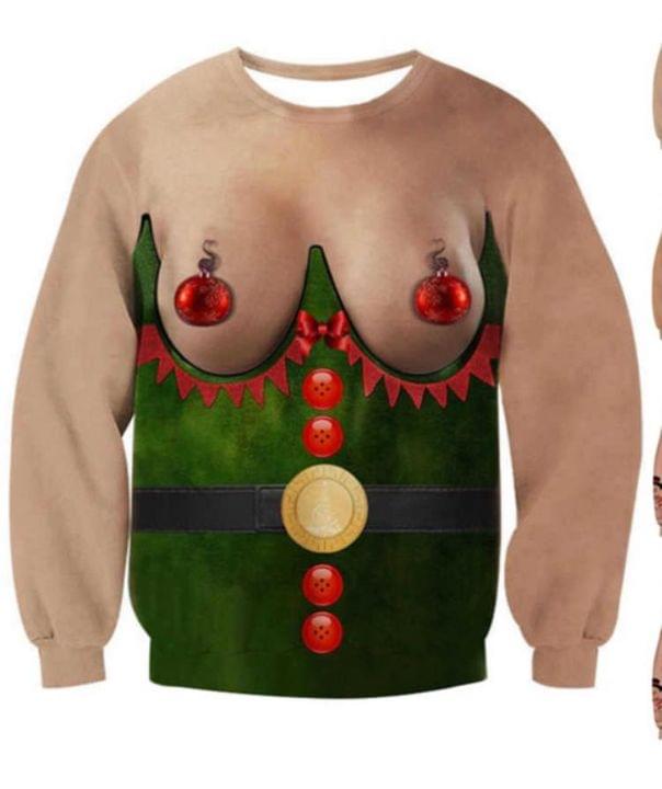 Women boobs ugly christmas sweater