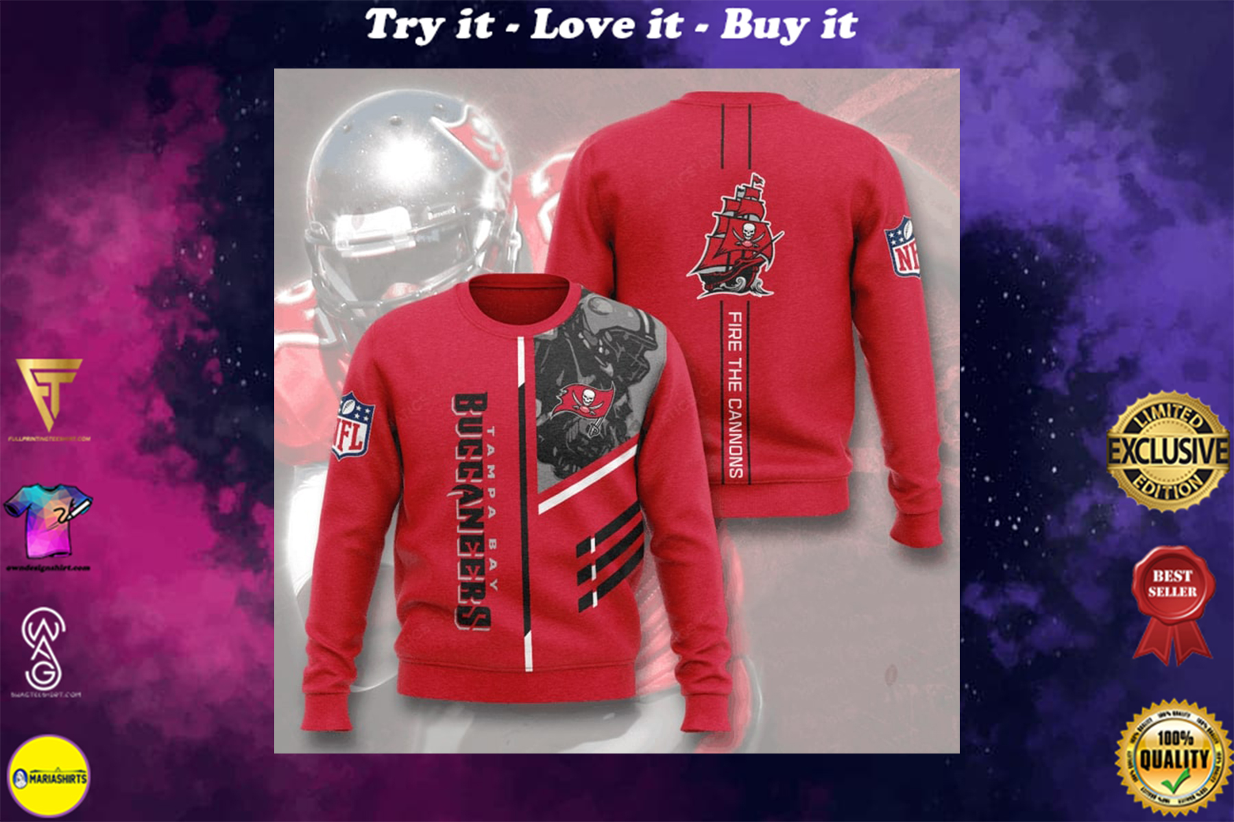 [special edition] tampa bay buccaneers fire the cannons full printing ugly sweater – maria