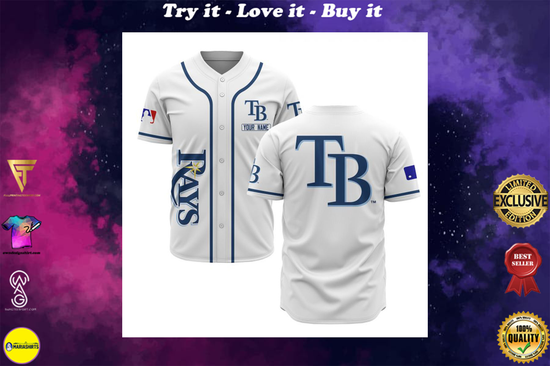 custom name tampa bay rays baseball shirt