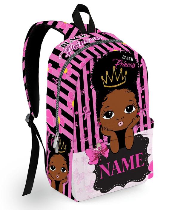 Personalized Name Little Black Princess Black Kid Backpack