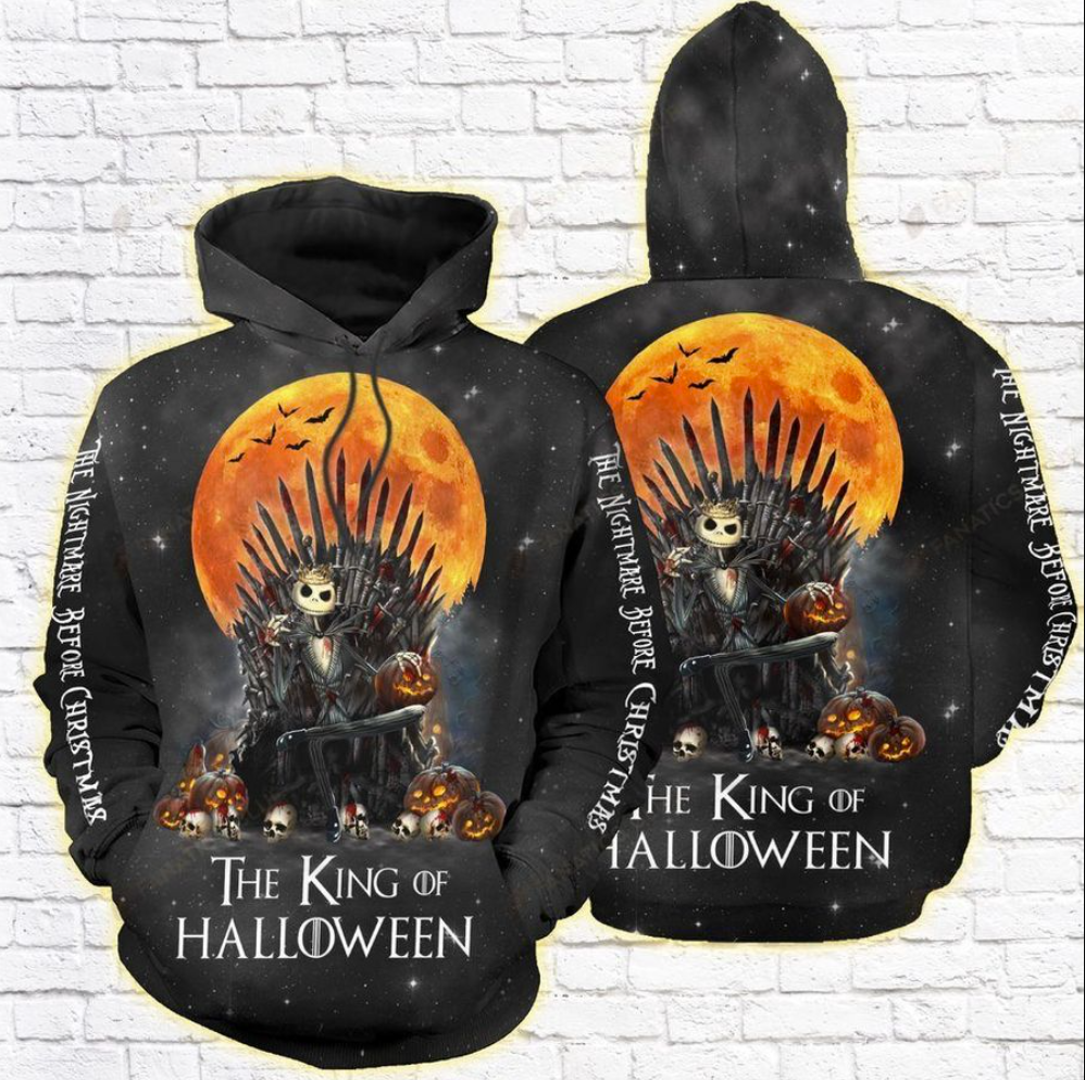 Jack Skellington The King of Halloween Game of Thrones all over printed 3D hoodie