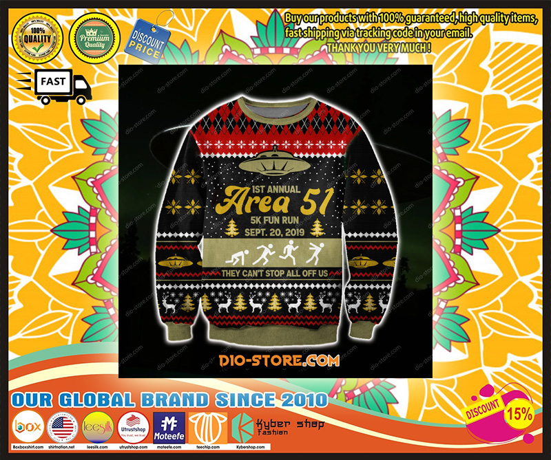 AREA 51 3D KNITTING PATTERN PRINT UGLY CHRISTMAS SWEATER