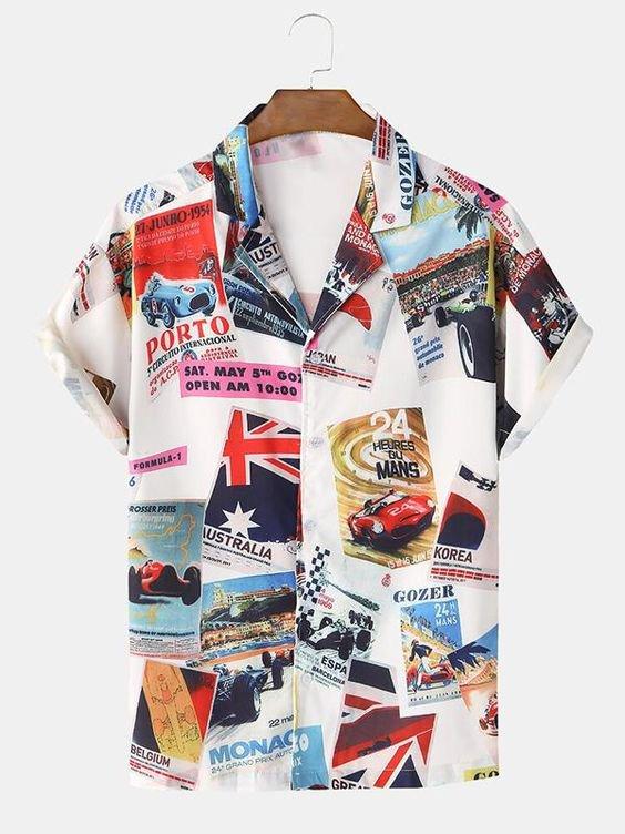 9 Classical Car Poster Print Short Sleeve Shirts 3