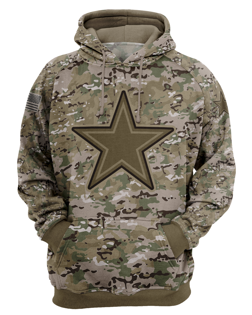 Dallas cowboys camo style all over print hoodie 2