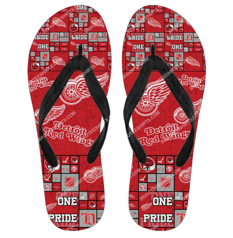 [special edition] the detroit red wings team all over print flip flops – maria