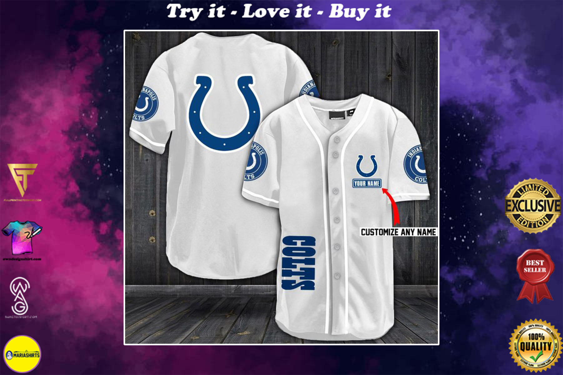 personalized name jersey indianapolis colts full printing shirt