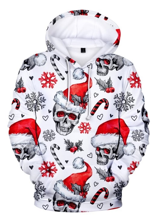 Skull christmas full printing hoodie – maria