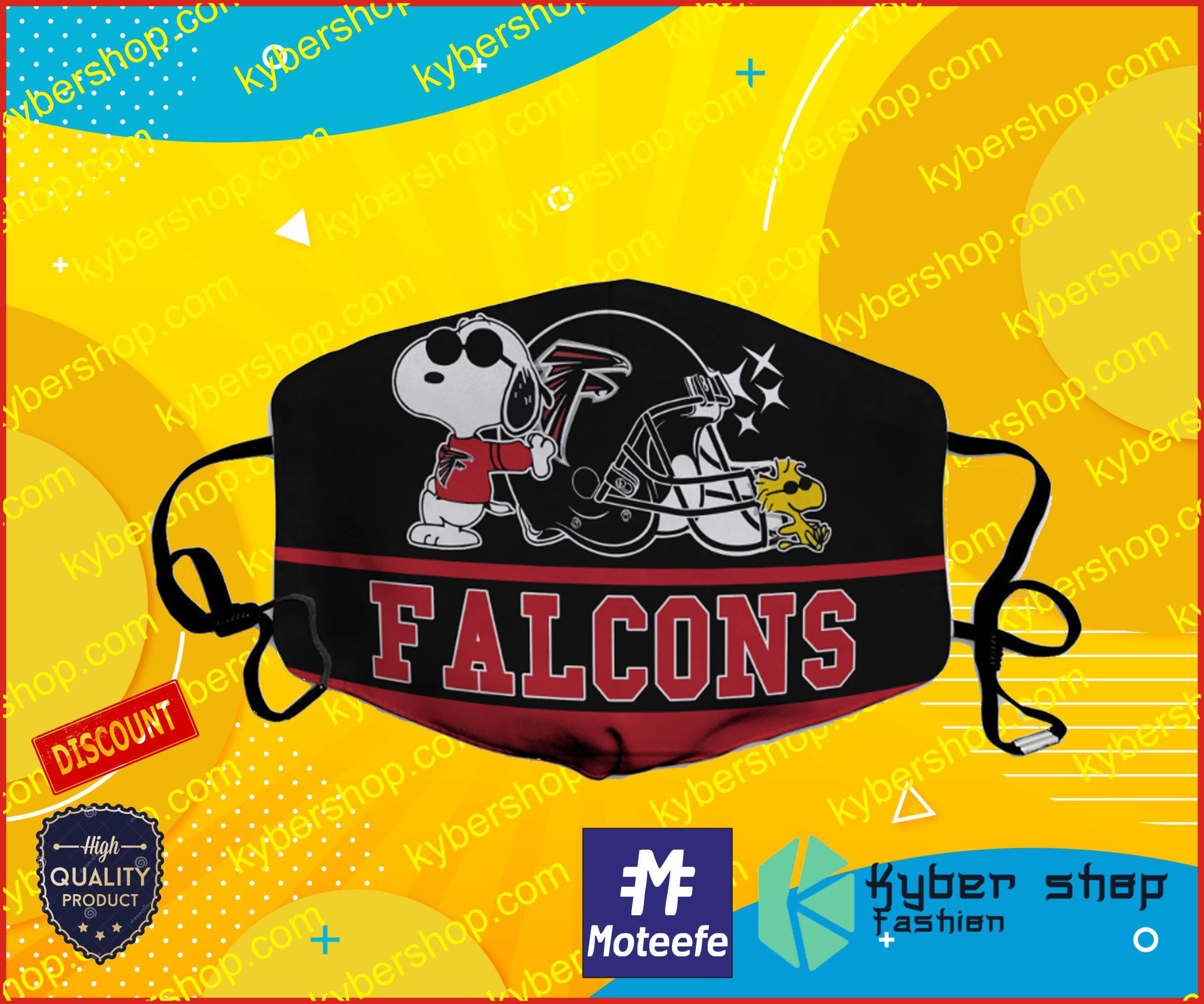 Snoopy Joe Cool Atlanta Falcons Face Mask- LIMITED EDTION4