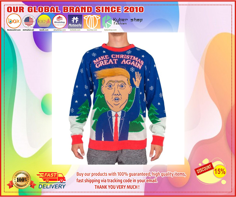 3D Trump Hair Make Christmas Great Again Ugly Sweater 3