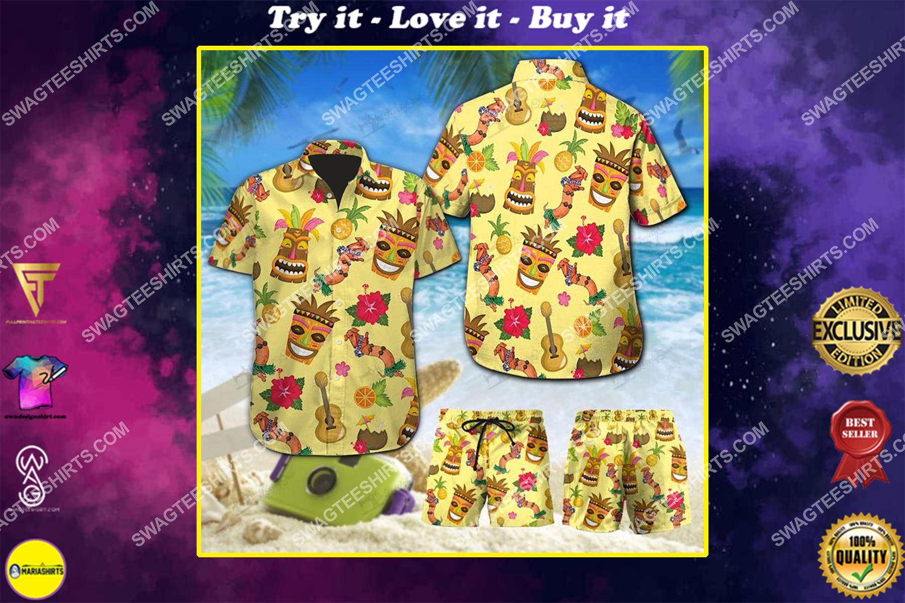 [special edition] Tropical dachshund dog lover all over print hawaiian shirt – Maria