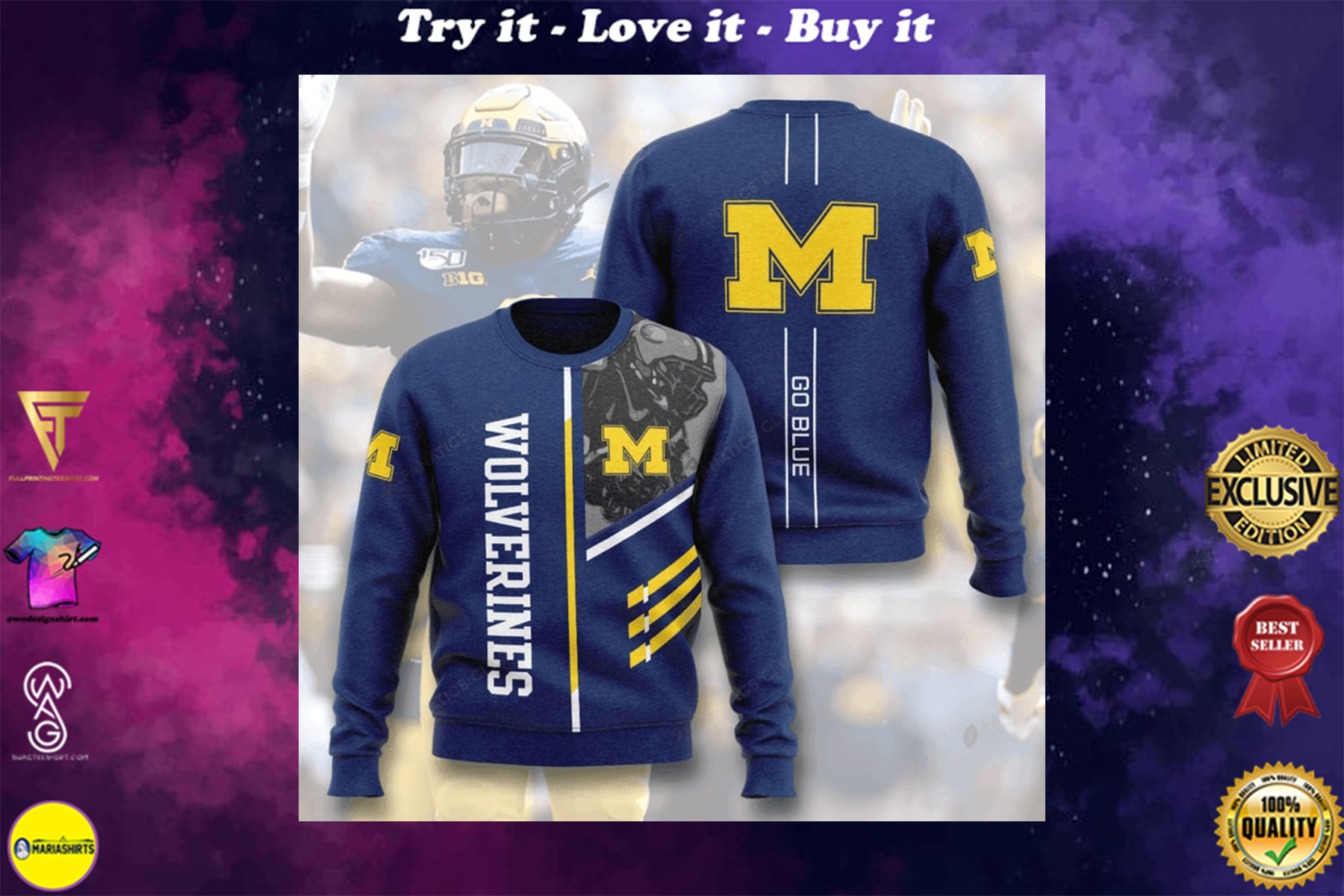[special edition] michigan wolverines football go blue full printing ugly sweater – maria