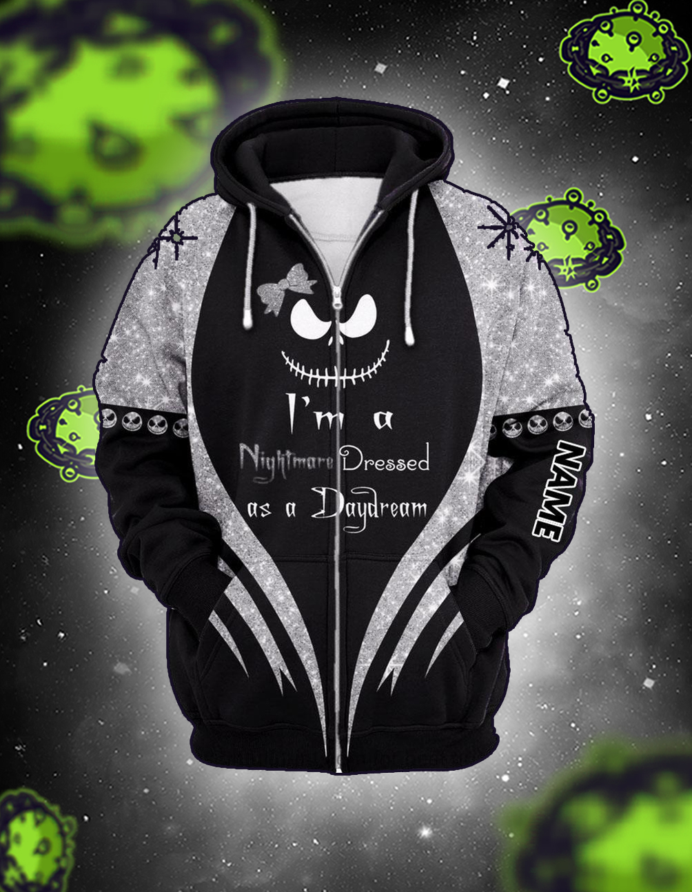 Personalized I'm a nightmare dressed as a daydream 3D zip hoodie