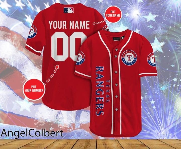 Texas Rangers Personalized Name And Number Baseball Jersey Shirt - red