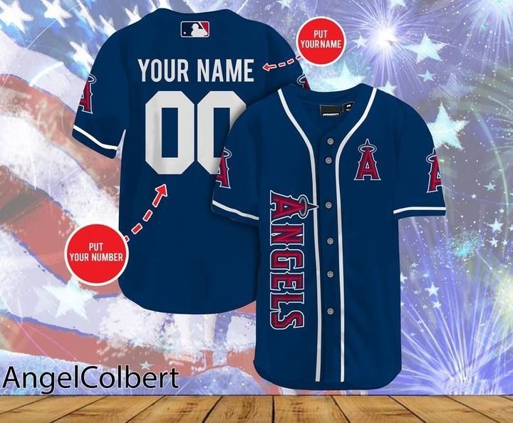 Los Angeles Angels Personalized Baseball Jersey Shirt - Navy