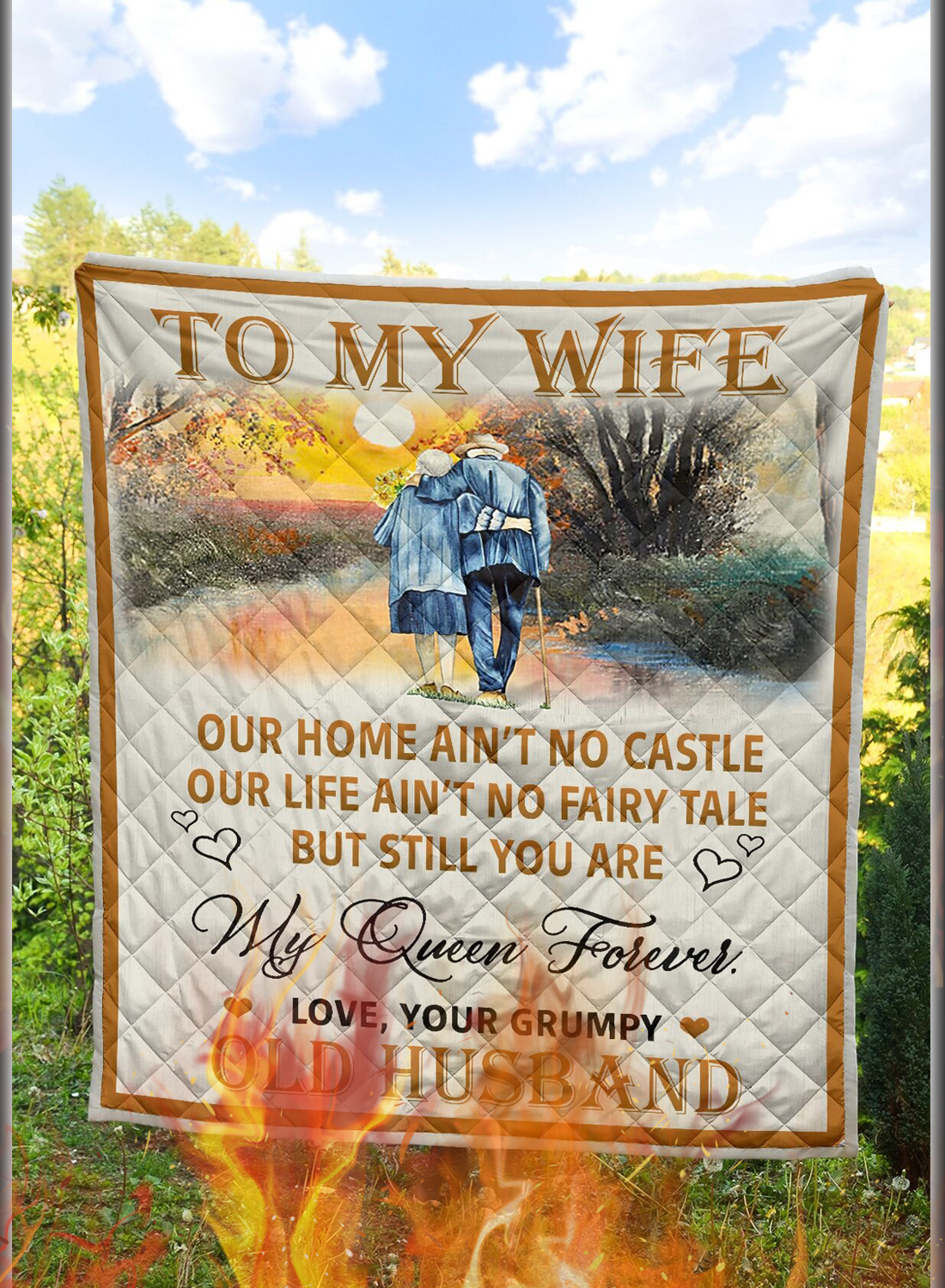 To my wife our home ain't no castle quilt blanket 1