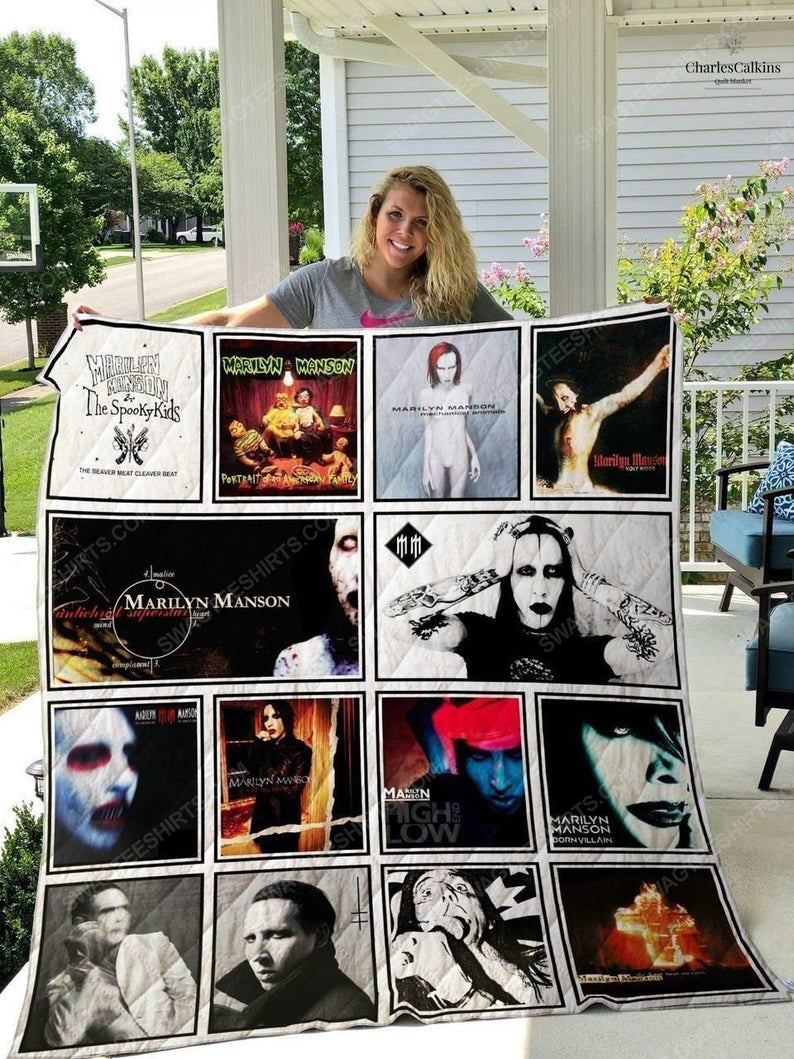 Marilyn manson albums cover all over print quilt 1