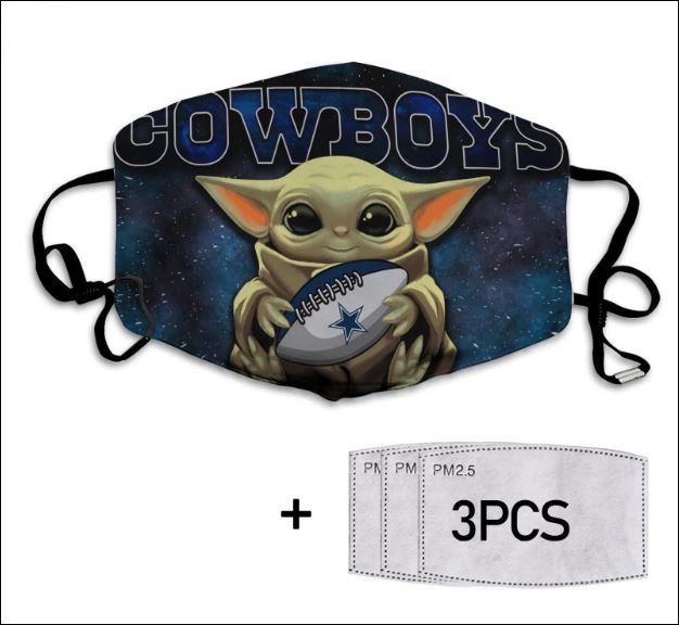Baby Yoda hug Dallas Cowboys face mask