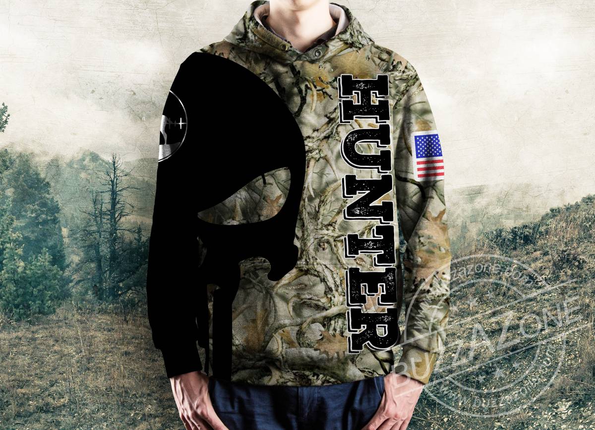 Skull hunting hunter all over printed hoodie 3