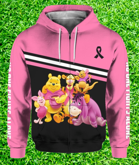The winnie pooh no one fight alone 3d zip hoodie