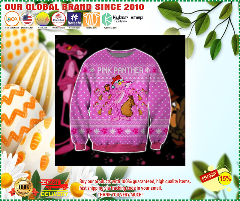 Pink panther ugly christmas sweater 1