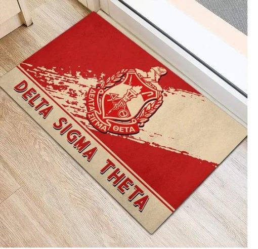 Delta Sigma Theta 1913 Emblem Red and Beige Doormat -BBS