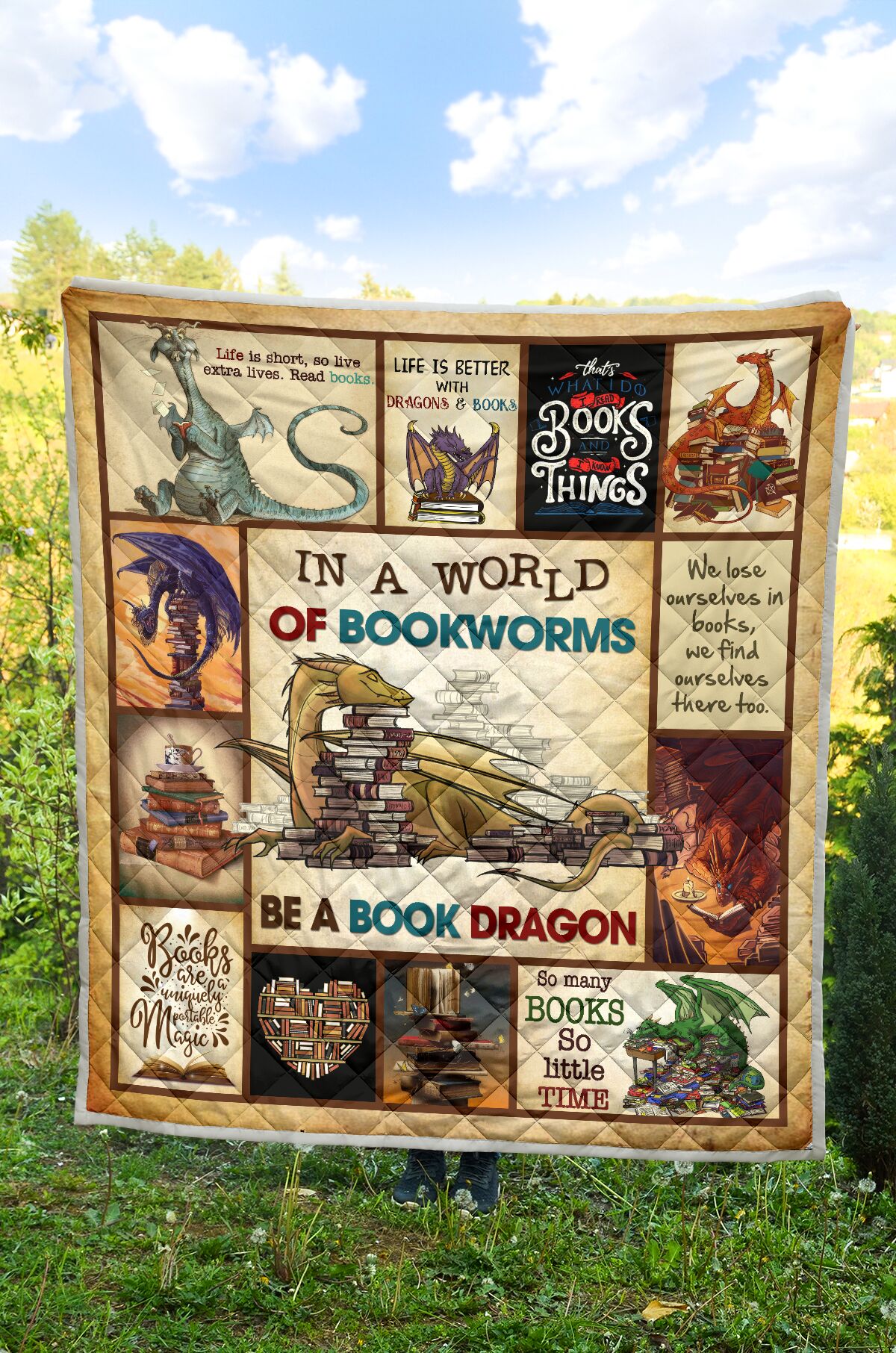 In A World Of Bookworms Be A Book Dragon Quilt – Hothot 010220