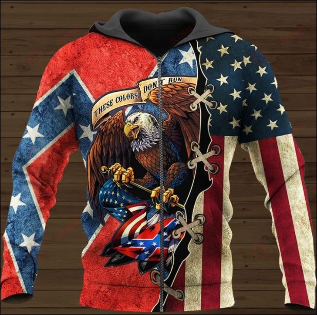 These colors don't run American flag all over printed 3D zip hoodie