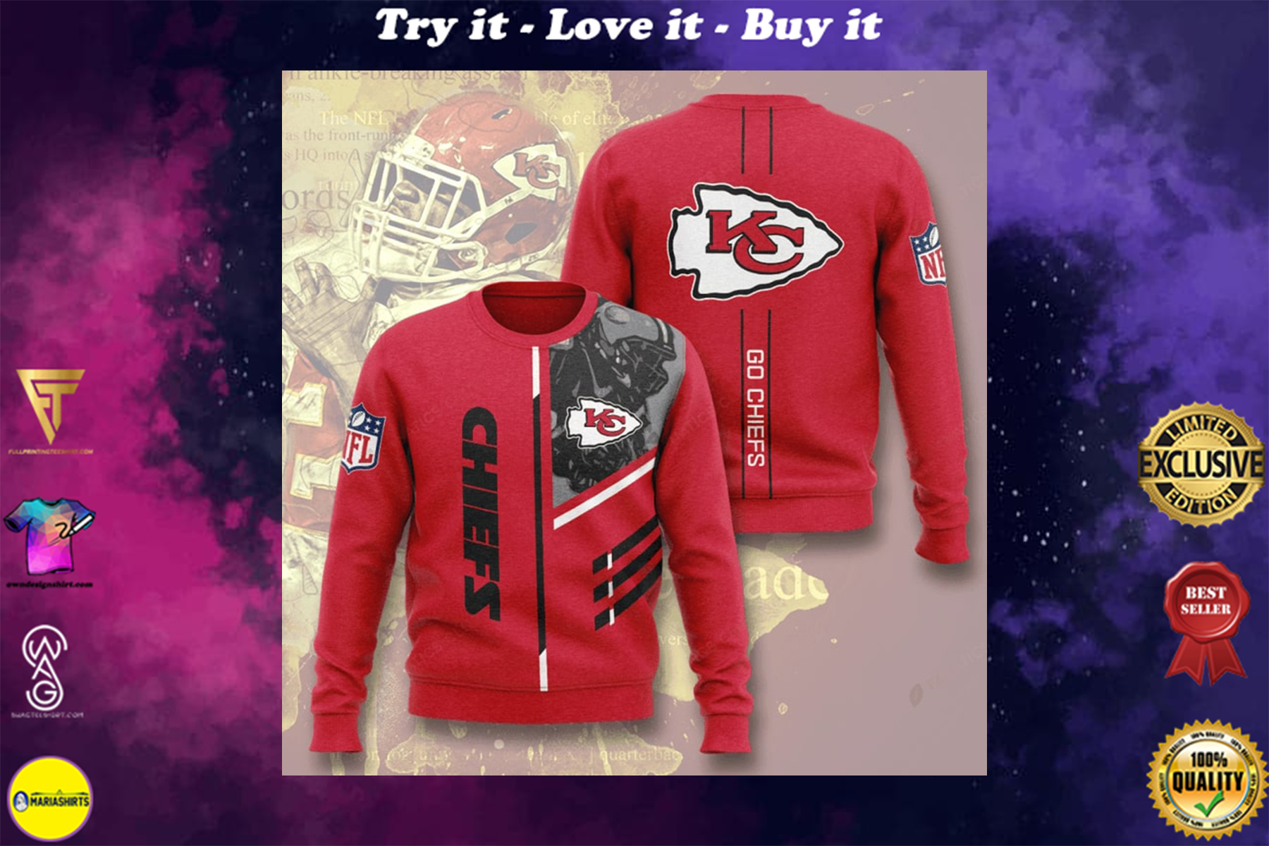kansas city chiefs go chiefs full printing ugly sweater