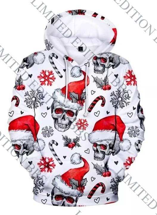 Christmas Skull Santa Clause 3d hoodie