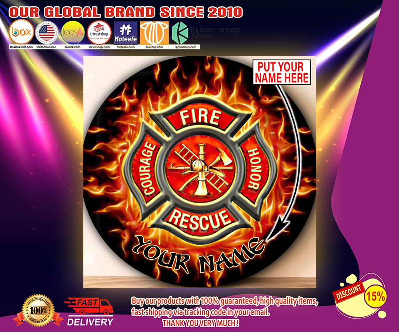 Firefighter Circle Round Rug Custom personalized name 2