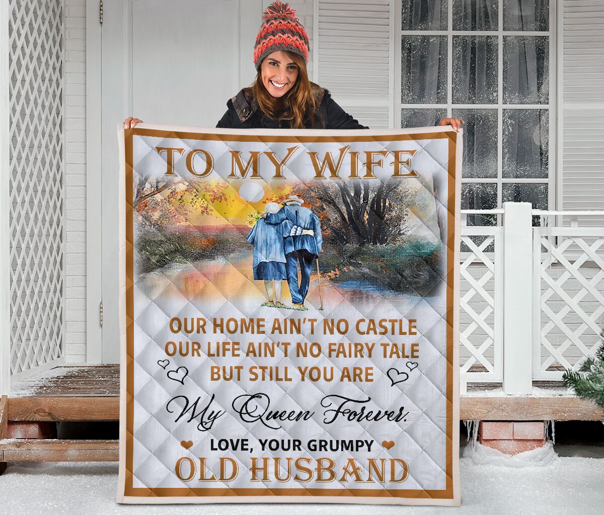 To my wife old husband quilt blanket