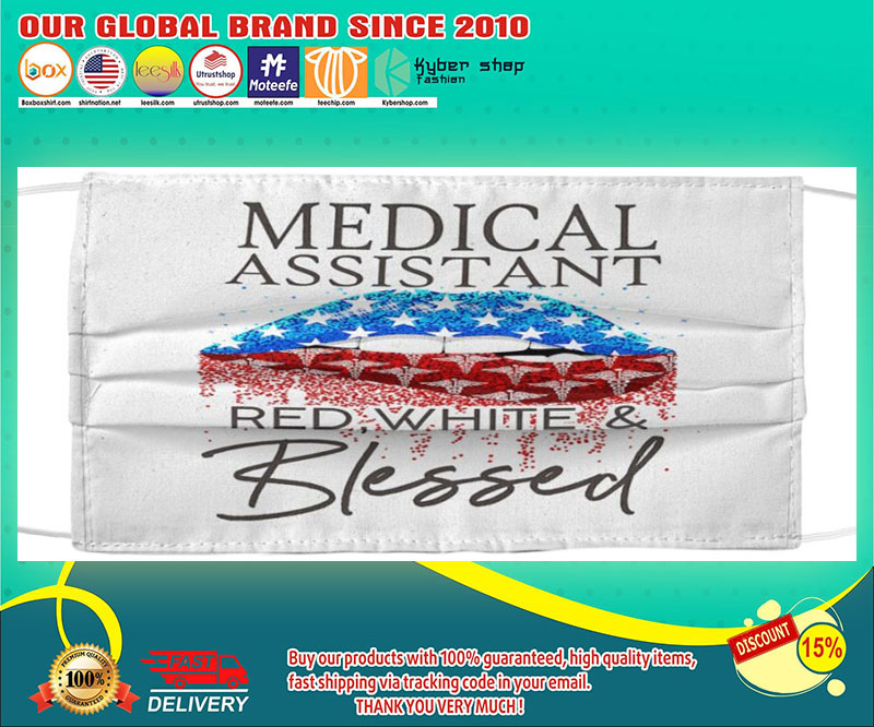 Medical assistant red white & blessed face mask