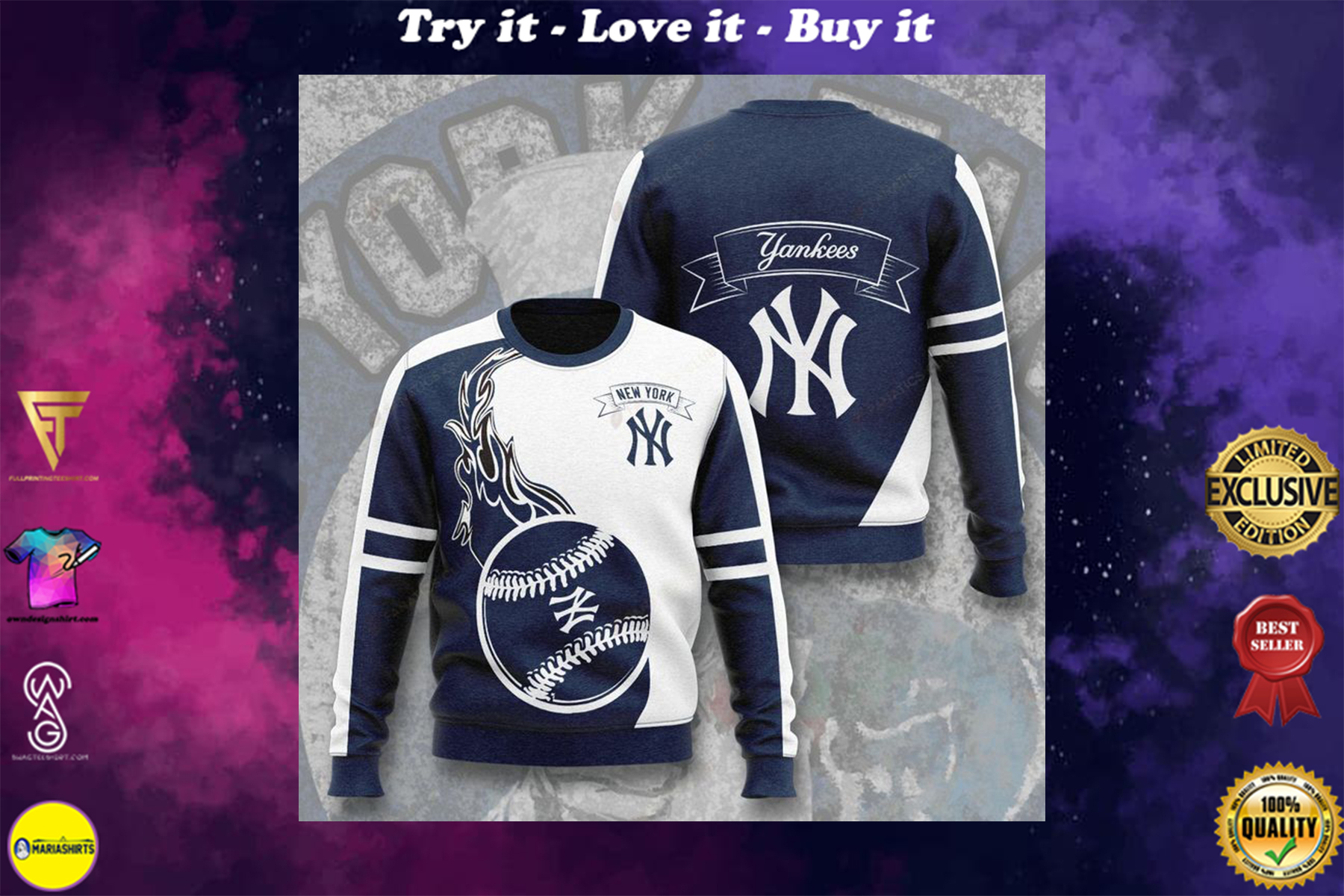 [special edition] major league baseball new york yankees full printing ugly sweater – maria
