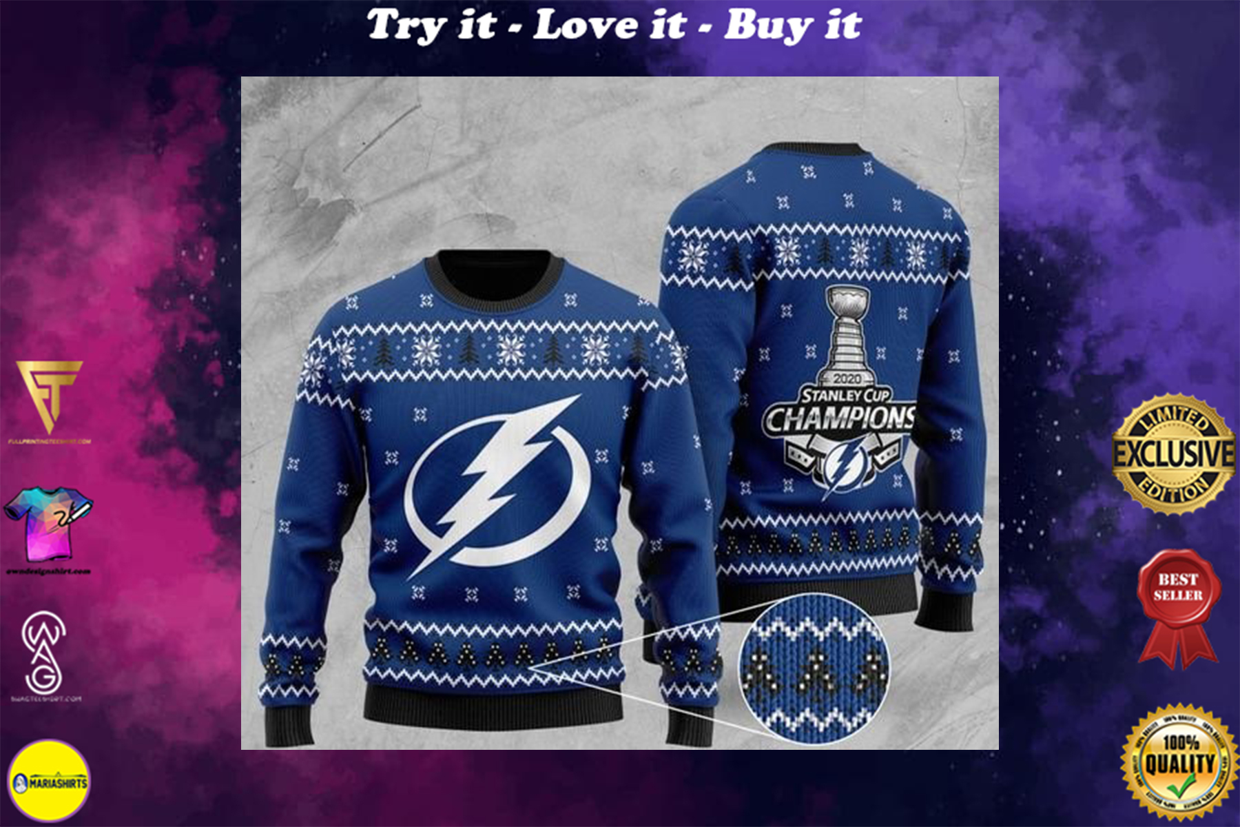 [special edition] tampa bay lightning 2020 stanley cup champions christmas ugly sweater – maria