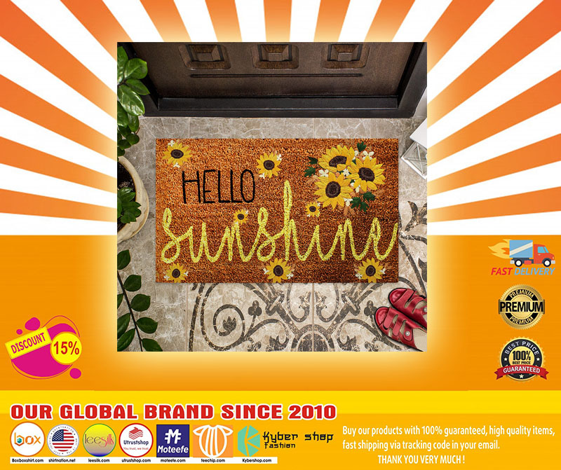 Hello sunshine sunflower doormat4