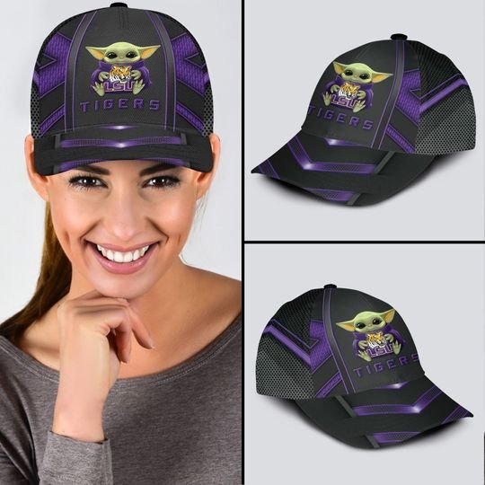 7-LSU Tigers And Baby Yoda Classic Cap (2)