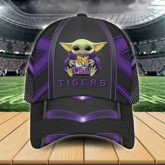 7-LSU Tigers And Baby Yoda Classic Cap (3)