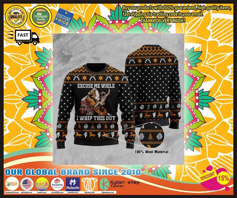 WHILE I WHIP THIS OUT 100% WOOL MATERIAL UGLY SWEATER