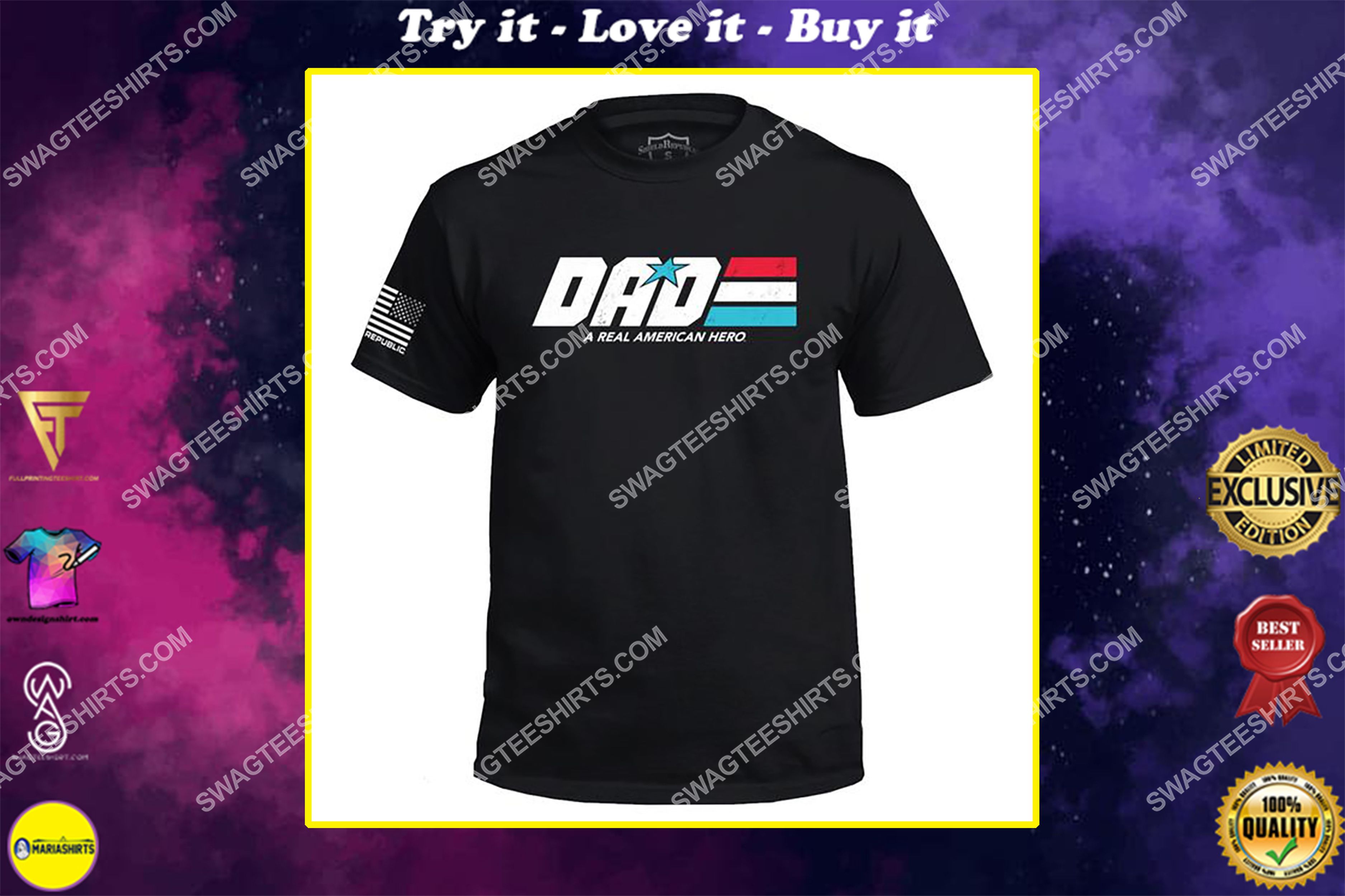 [special edition] fathers day dad a real american hero shirt – maria