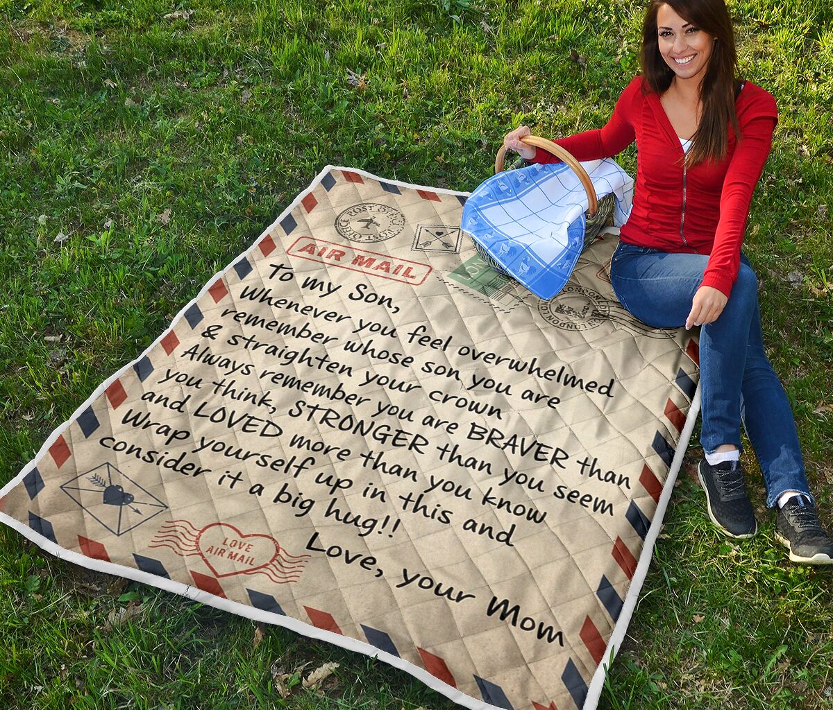 Letter To my son whenever you feel overwhelmed quilt queen