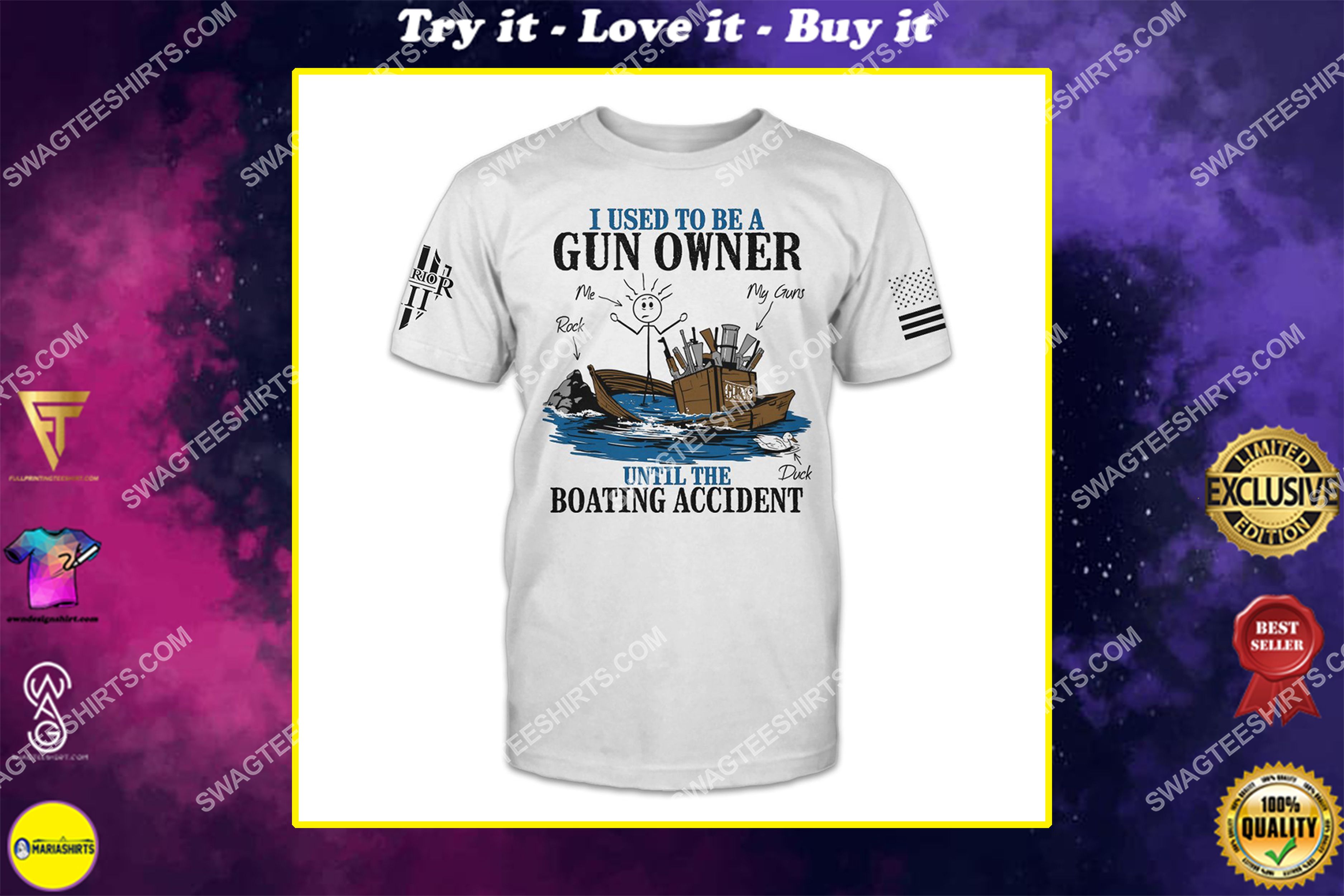 [special edition] i used to be a gun owner until the boating accident politics shirt – maria