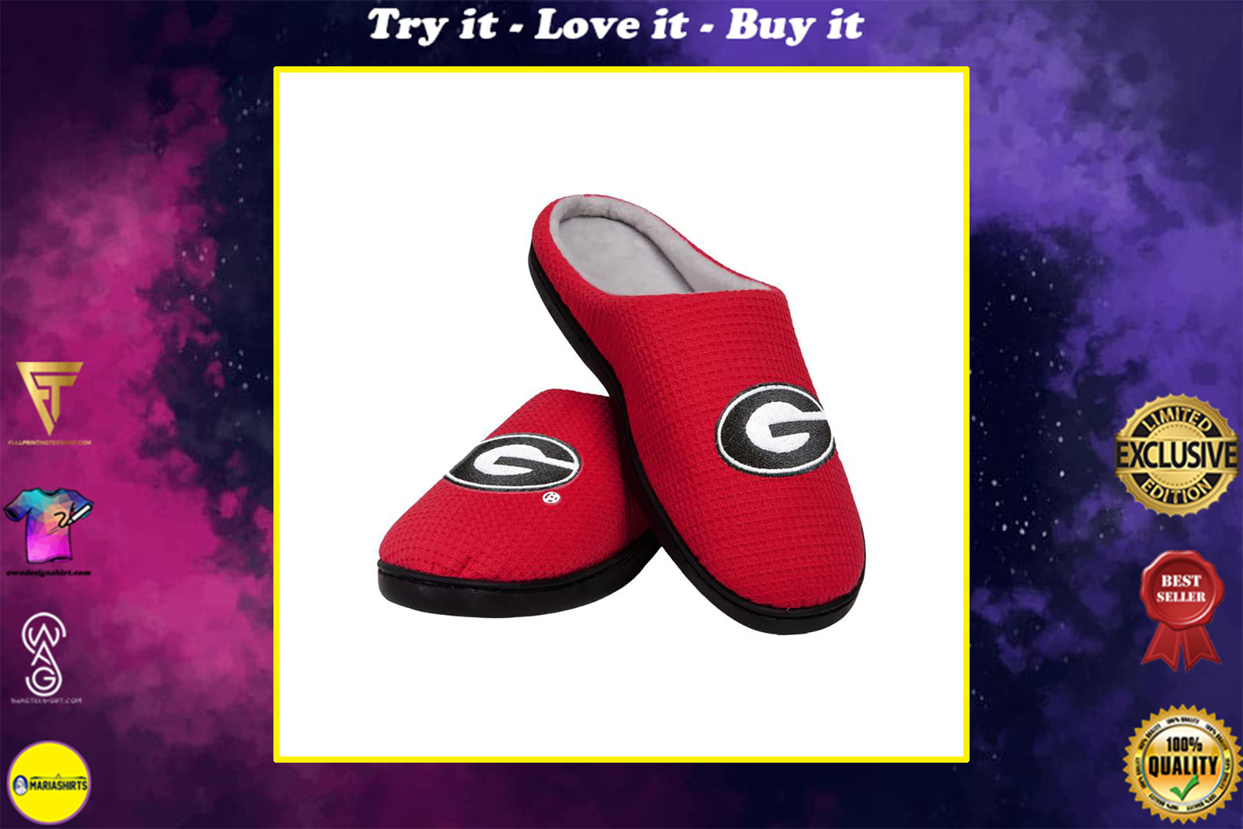 [special edition] georgia bulldogs football full over printed slippers – maria