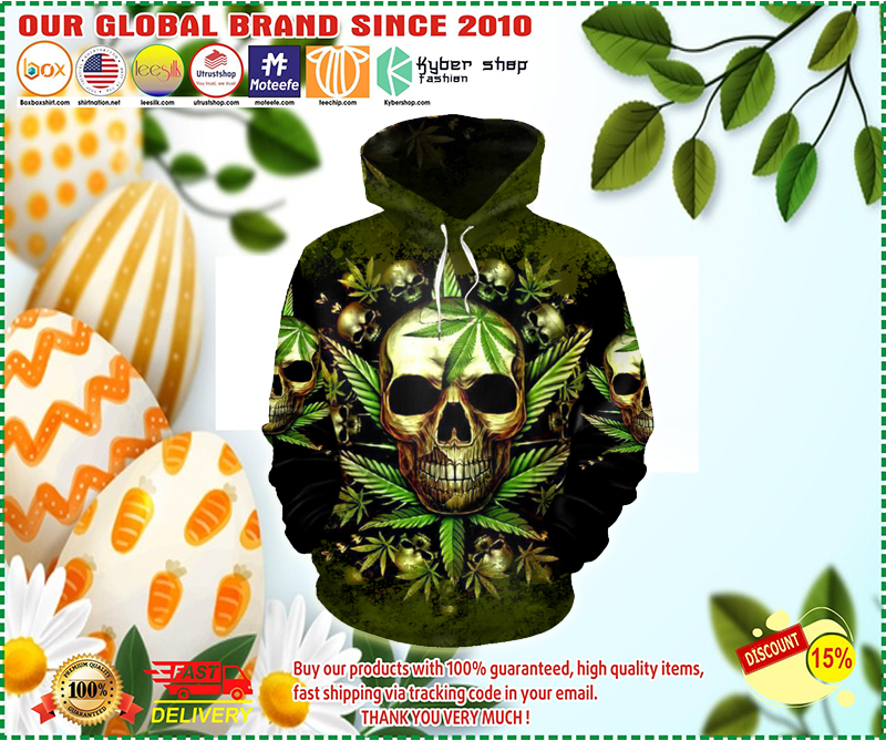Skull King weedy in green hoodie 3D 1