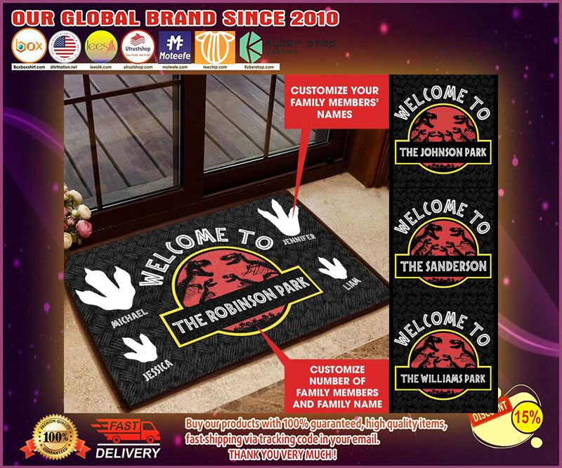 Welcome to Jurassic Part Personalized custom doormat 1