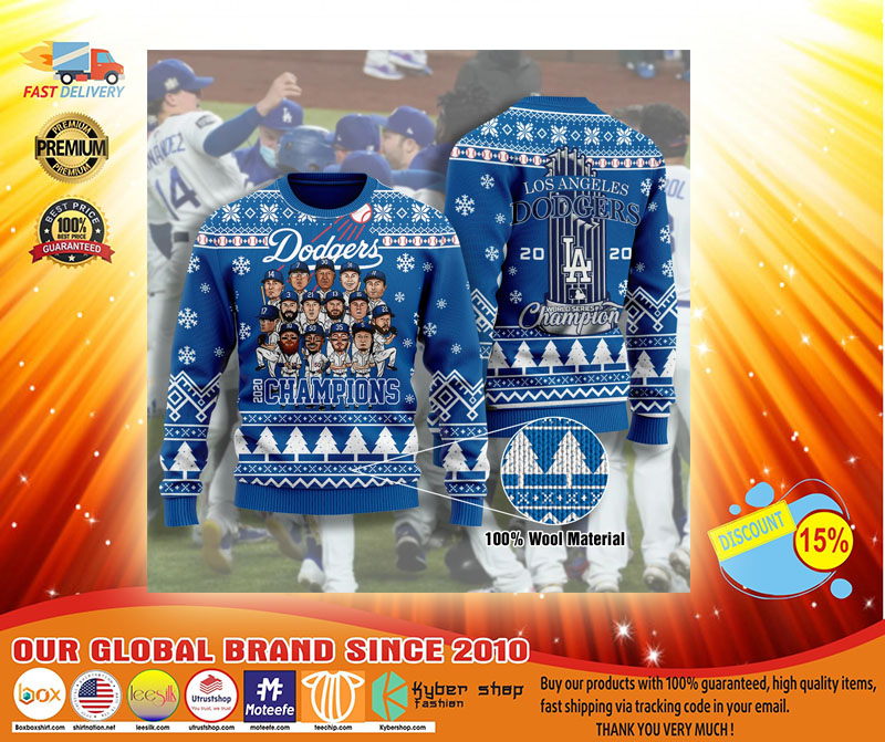 Dodgers LA 2020 champion ugly Christmas Sweater3