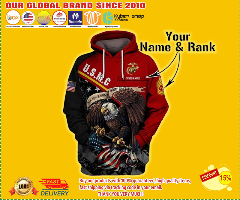 US marine corps personalized custom name rank 3d hoodie 2